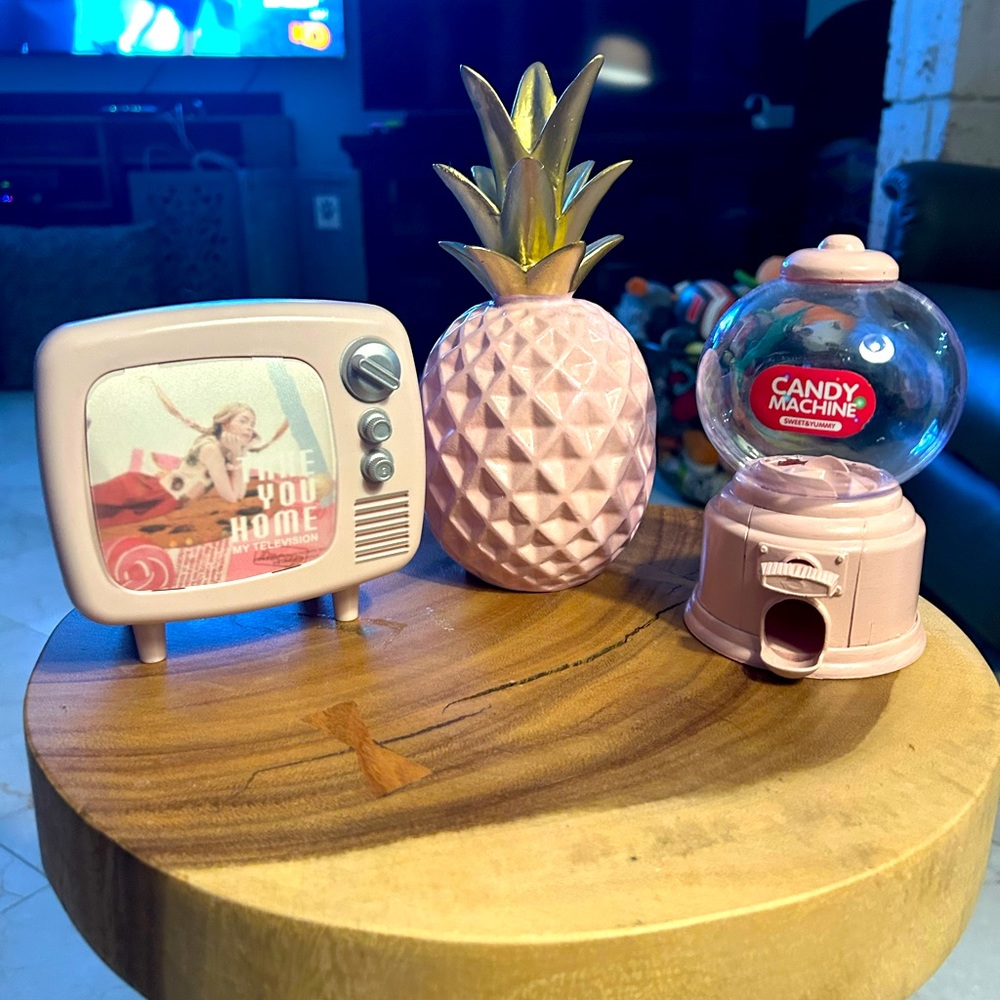 Pink tv piggy bank